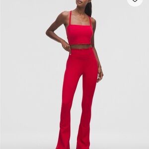 Lululemon Nulu Ruffle-Trim Cropped Tank Top & Flared Pant Set Dark Red ❤️
